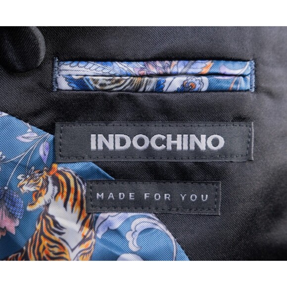 Indochino Black Wool Tuxedo Men 40L One Button Jacket Blazer Solid Black Vented - Picture 12 of 15